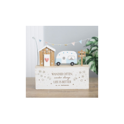 Wander Often Beach Hut Caravan Wooden Ornament